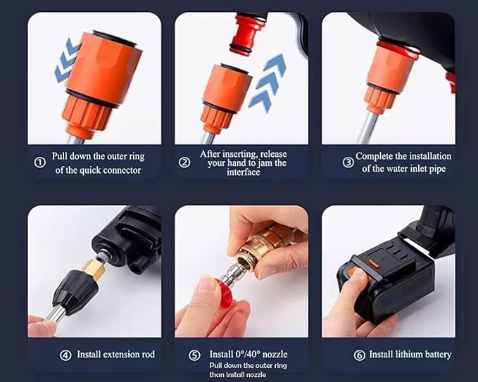 Cordless Portable Wireless Pressure Washer Gun 48V 12000mah High Pressure Water Gun for Car/Bike Wash
