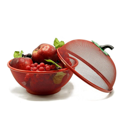 Apple Shape Net Fruits Basket for Kitchen Fruit Basket with Net Cover, Vegetables & Fruit Bowl for Dining Table, Fruit Storage Basket with lid